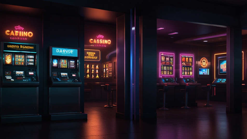 Interfaccia di prelievo sicuro con badge di verifica e monete in un ambiente da casinò
